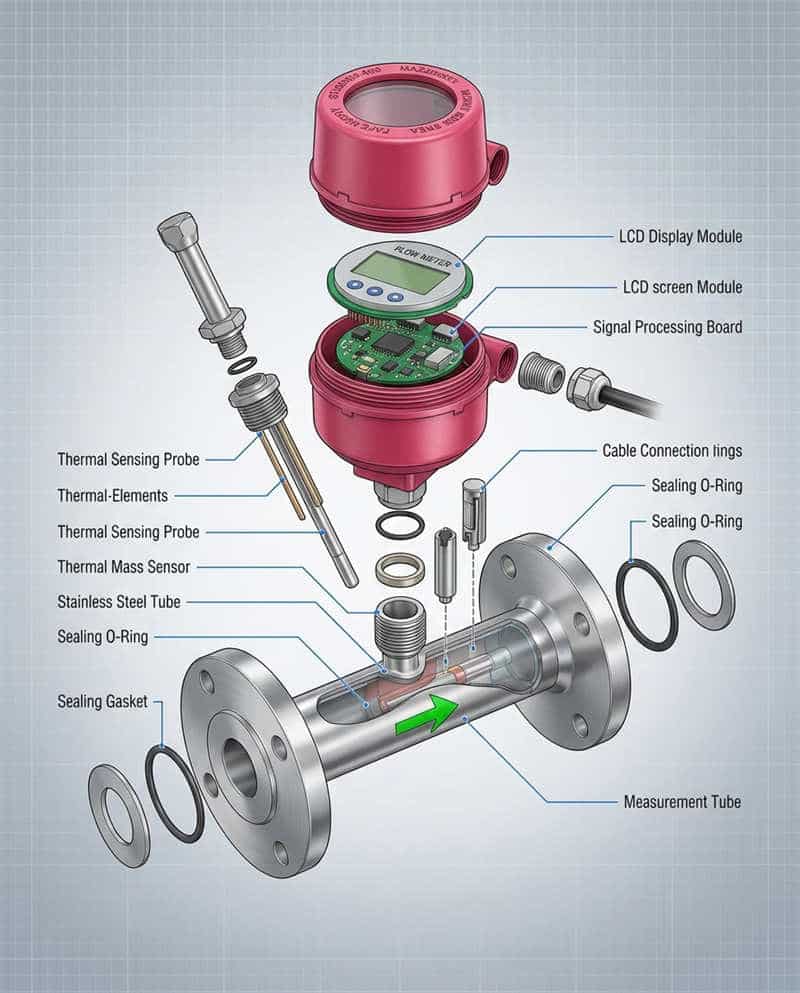 Thermal Flowmeter exploded view