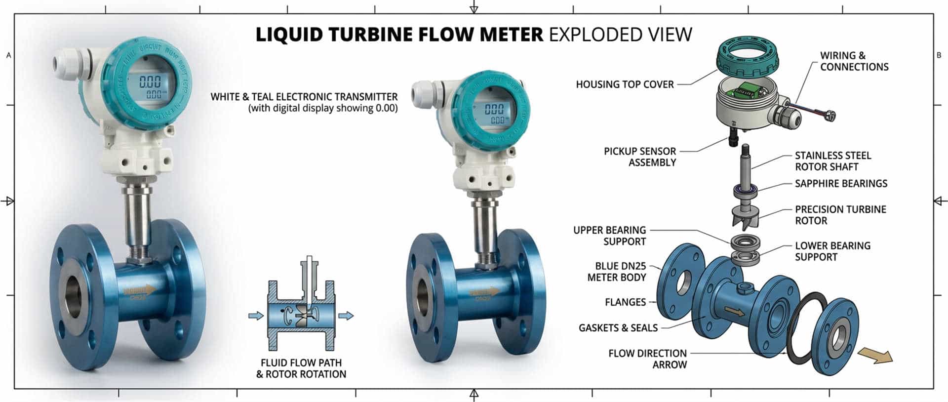 liquid turbine flow meter