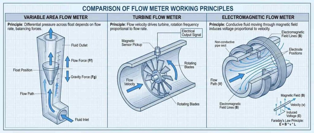 Variable Area Flow Meter vs Turbine and Electromagnetic Flow Meter