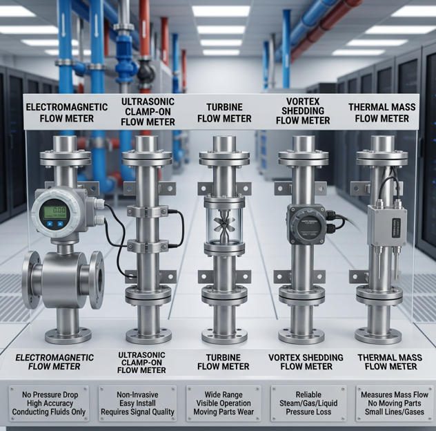 inline flow meters for data center cooling