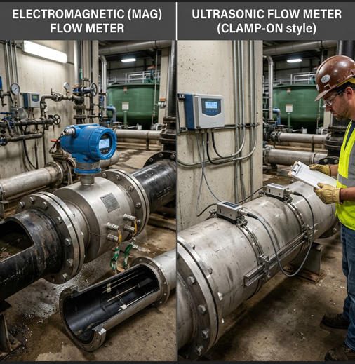 magnetic vs ultrasonic flow meter wastewater
