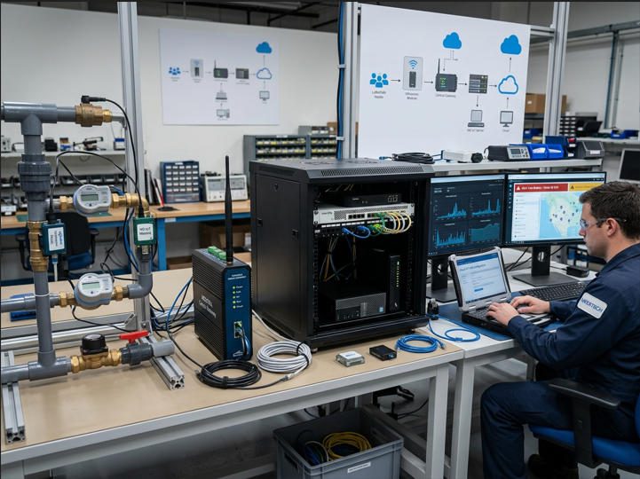 ultrasonic water meter online monitoring and data logging