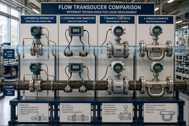 flow measurement transducer water vs slurry
