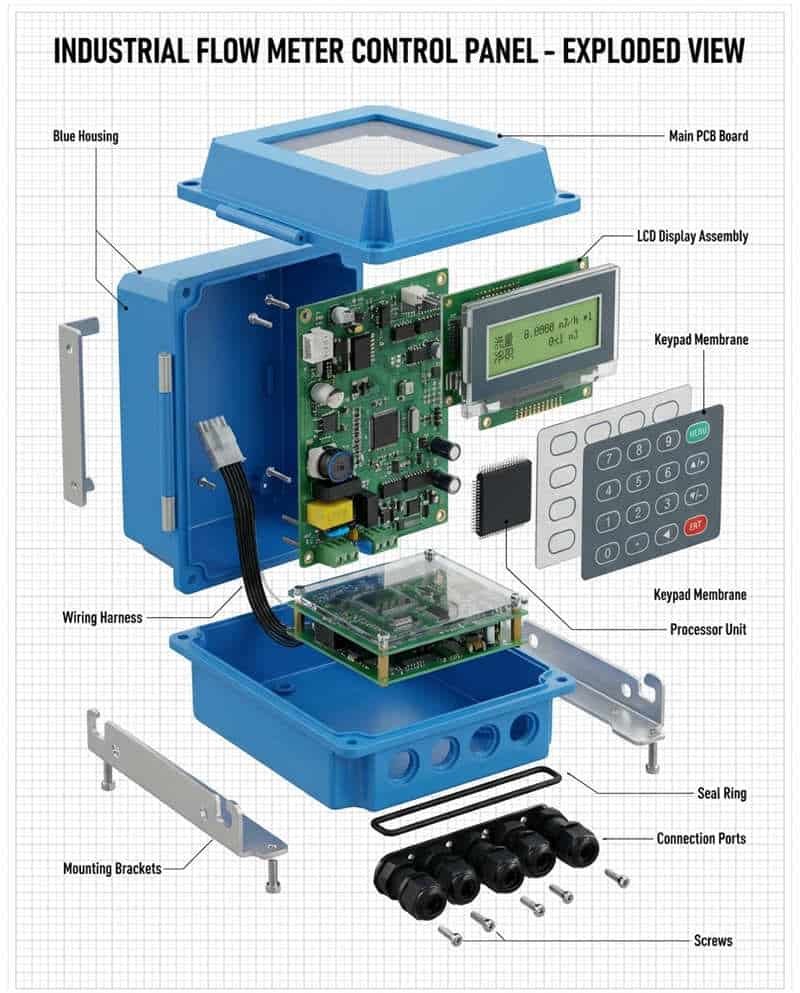Exploded view of Ultrasonic Flow Meters