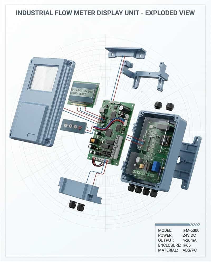 Exploded view of Ultrasonic water Flow Meters