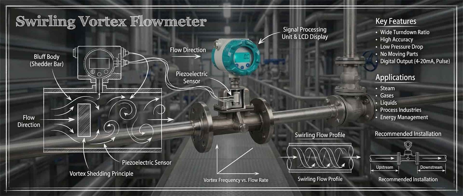 how does a vortex flow meter work