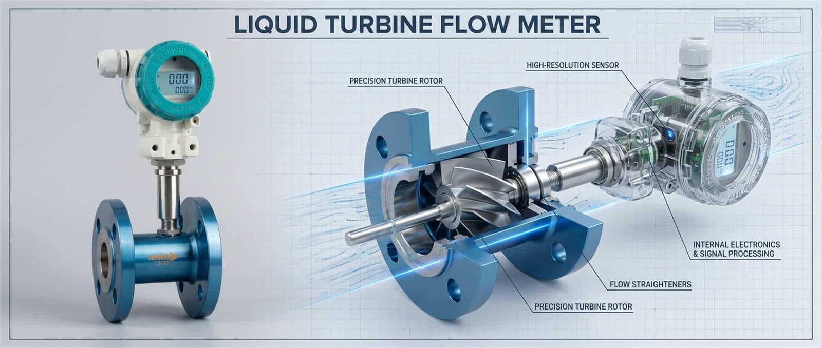 nuflo between flange liquid turbine flow meter